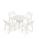 Breeins 5 Piece Cast Aluminium Garden Bistro Set With Cushions - 4 Seater Outdoor Patio Table & Chairs With Parasol Hole - Off White