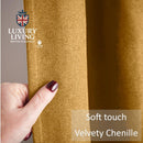 Velvet Chenille Thermal Fleece Lined Single Pencil Pleat Taped Top Door Curtain