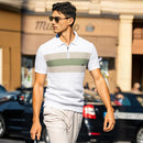 Casual Quarter Zip Turn Down Collar Short Sleeve Polo Shirts