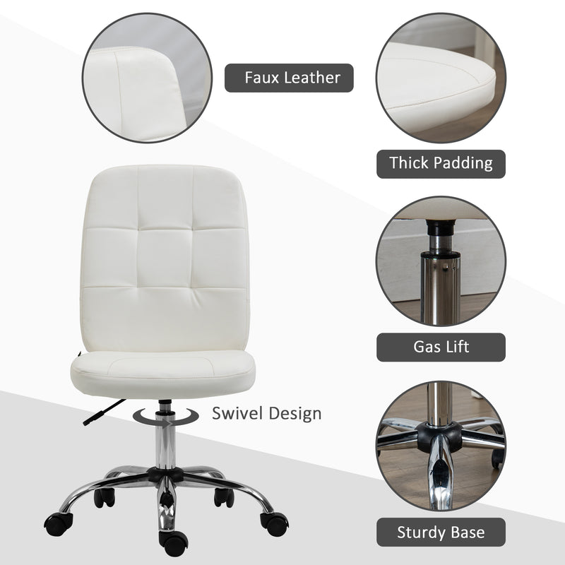 Vinsetto Curved Back Home Office Chair With Adjustable Height - White/Pink