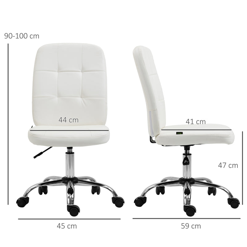 Vinsetto Curved Back Home Office Chair With Adjustable Height - White/Pink