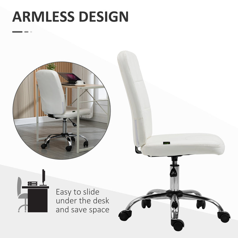Vinsetto Curved Back Home Office Chair With Adjustable Height - White/Pink