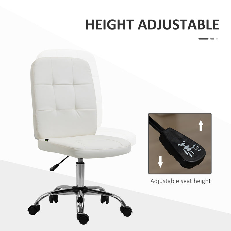 Vinsetto Curved Back Home Office Chair With Adjustable Height - White/Pink