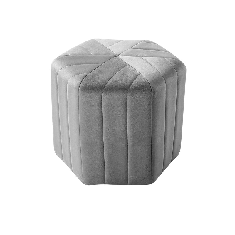Livingandhome Minimal Hexagonal Velvet Footstool Ottoman with Stripes
