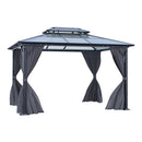 12 x 10FT Metal Frame Hardtop Patio Gazebo with Curtains