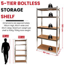 Set of 2 Garage Shelving 90cm Wide & 180cm High Heavy Duty 5 Tier Multipurpose Metal Racking Unit  / Warehouse Shelving Storage