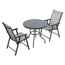 Breeins Outdoor Tempered Glass Garden Table With 2 Foldable Chairs