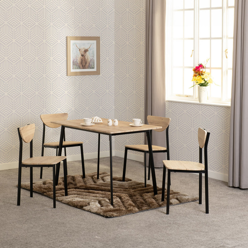 RILEY LARGE DINING SET - BLACK/LIGHT OAK EFFECT VENEER