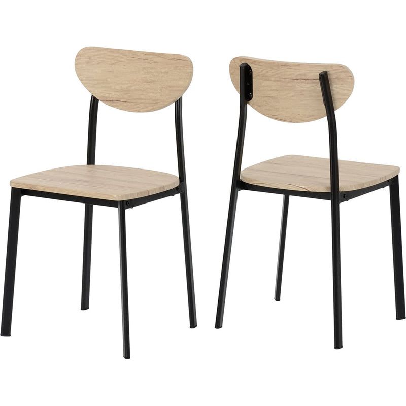 RILEY LARGE DINING SET - BLACK/LIGHT OAK EFFECT VENEER