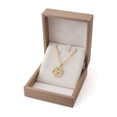 Modishion Round Tree Pendant Necklace In Copper With Cubic Zirconia Accents