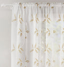 Oasis Natural Embroidered Leaf Design Voile Panels - Pair