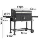 Livingandhome Outdoor Charcoal Grill With Side Table BBQ Patio