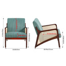 Livingandhome Corduroy Upholstered Armchair with Rattan Sides