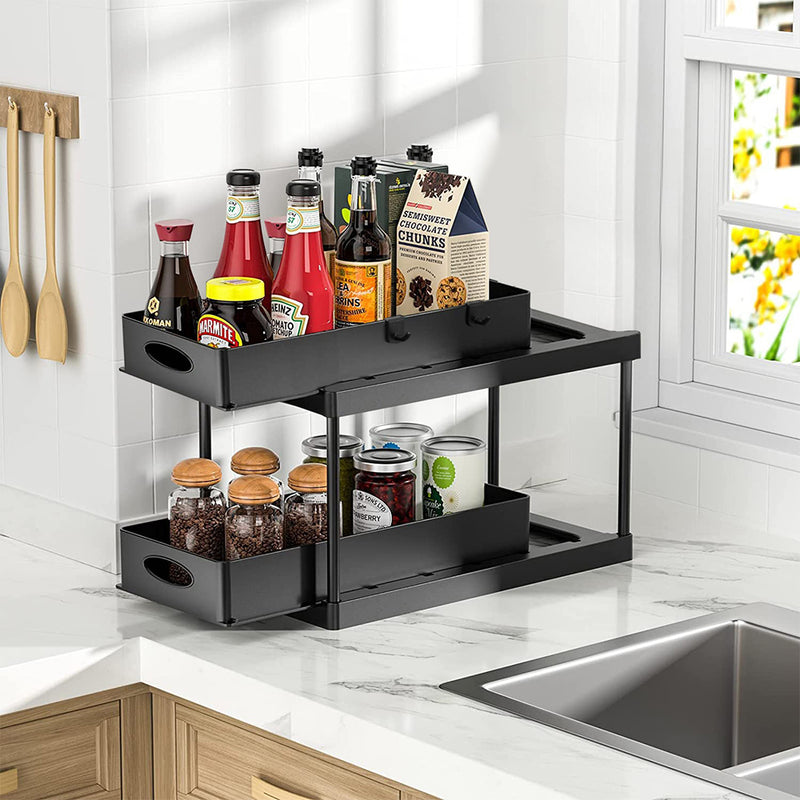 Lifeideas Compact Two-Tier Sliding Storage Rack