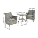 Breeins 3-Piece PE Rattan Wicker Garden Furniture Bistro Set