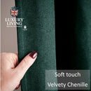 Velvet Chenille Thermal Fleece Lined Single Ring Top Door Curtain