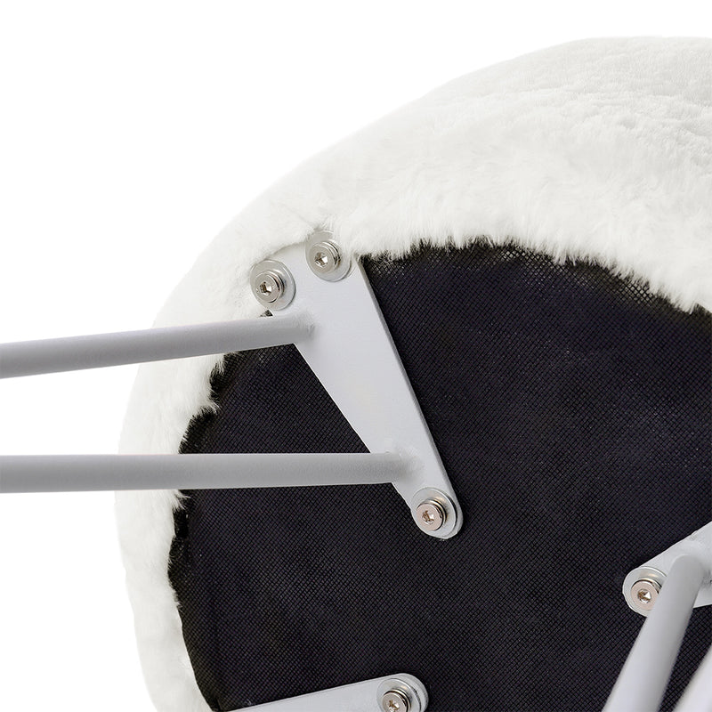 Livingandhome Faux Fur Upholstered Vanity Stool