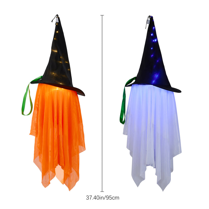 LED Halloween Ghost Witch Hat Set