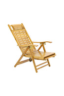 Garden Sanctuary Bamboo Foldable Recliner Lounge Chair with Retractable Footrest