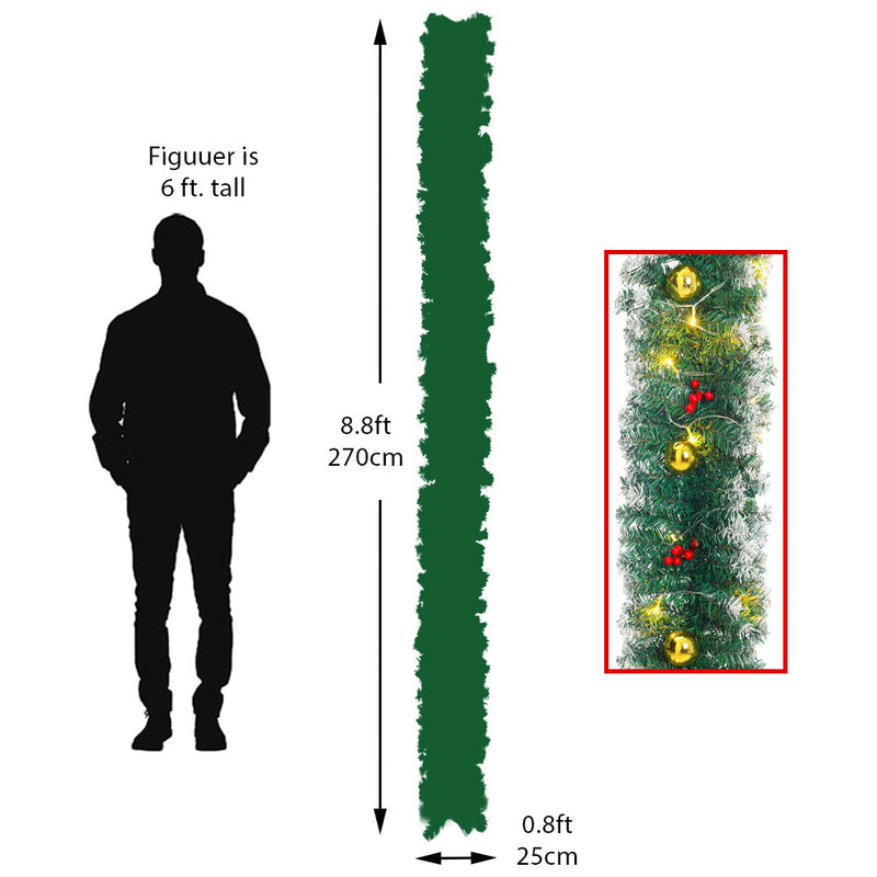 Lifeideas 270cm Pre-Lit Christmas Garland