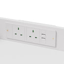 White Bedside Table with Charging Station and LED Lights