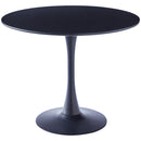 Livingandhome Modern Round Wooden Table with Metallic Base