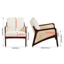 Livingandhome Corduroy Armchair with Rattan Armrest