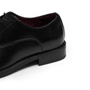 Low-Top Lace-Up Leather Dress Shoes With Pointed Toe - Black