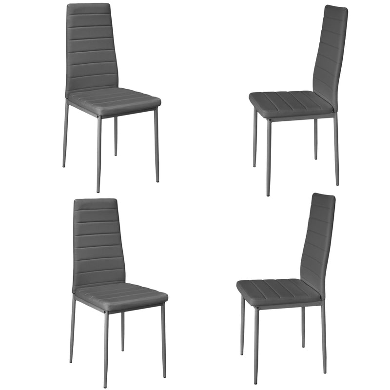 Livingandhome Set of 4 Modern Faux Leather Armless High Back Dining Chairs