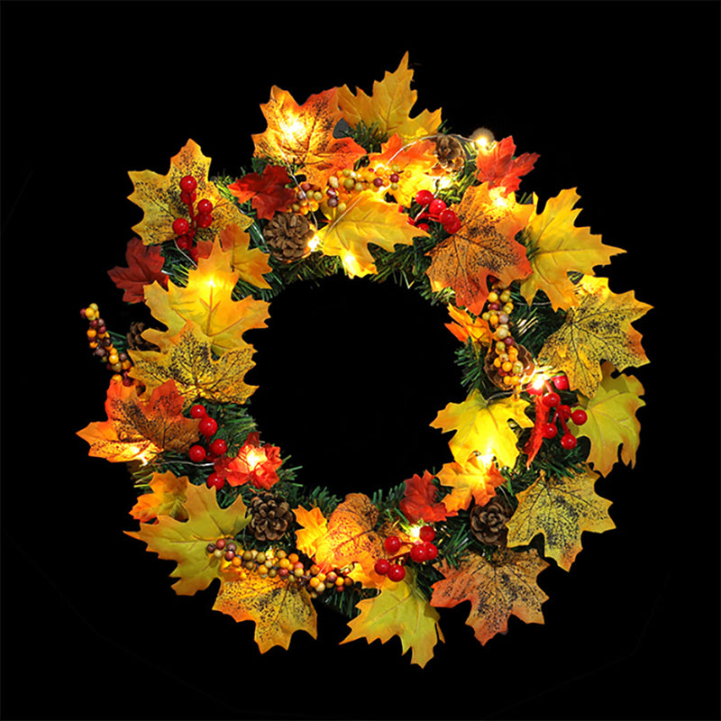 Livingandhome Artificial Maple Leaf Wreath Outdoor Decoration for Christmas