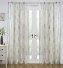 Bracken Green Leaf Print Linen-Look Voile Panel - Pair