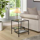 Livingandhome Ladder Style Tempered Glass Side Table