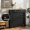 HOMCOM Radiator Cover With Drawer, Horizontal Slat Black