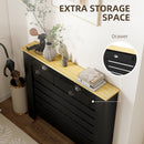 HOMCOM Radiator Cover With Drawer, Horizontal Slat Black