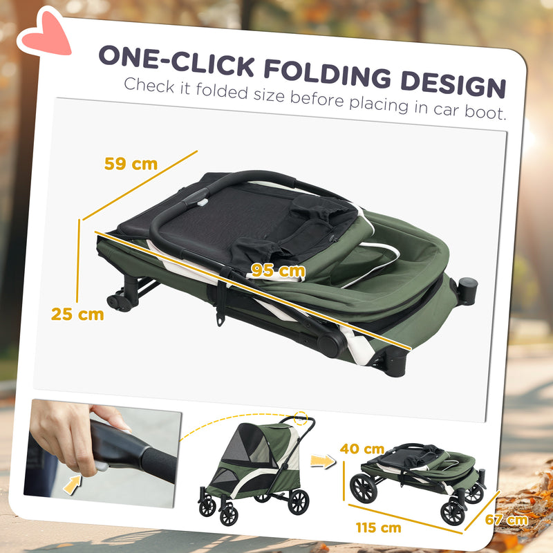 PawHut Easy Folding Pet Stroller for Large Dogs