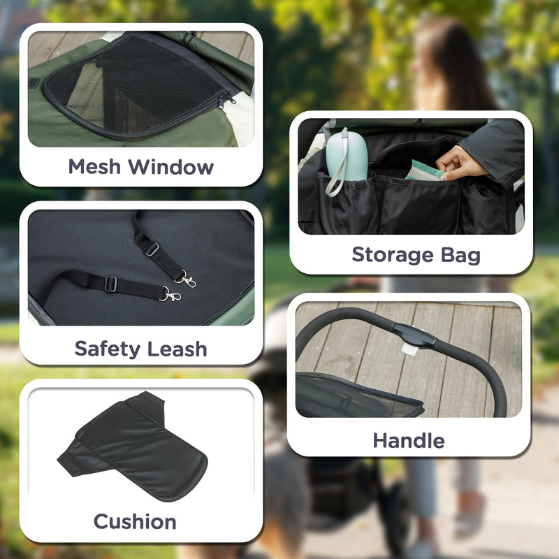 PawHut Easy Folding Pet Stroller for Large Dogs