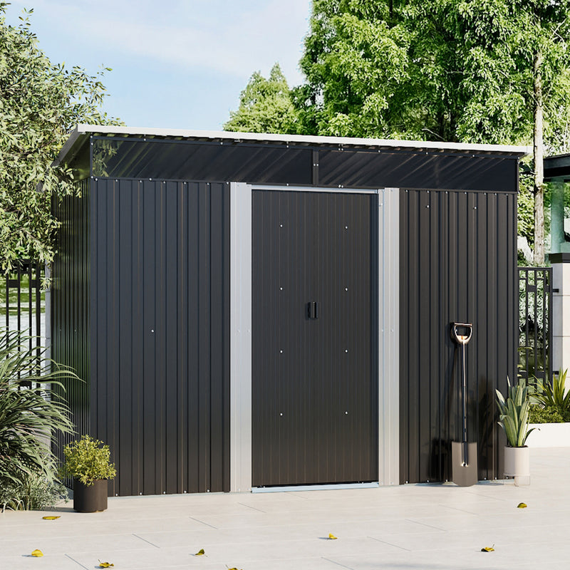 Breeins Sliding Door Metal Storage Shed with Windows