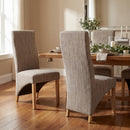 Baxter Wave Back Tweed Oatmeal Dining Chair Pair