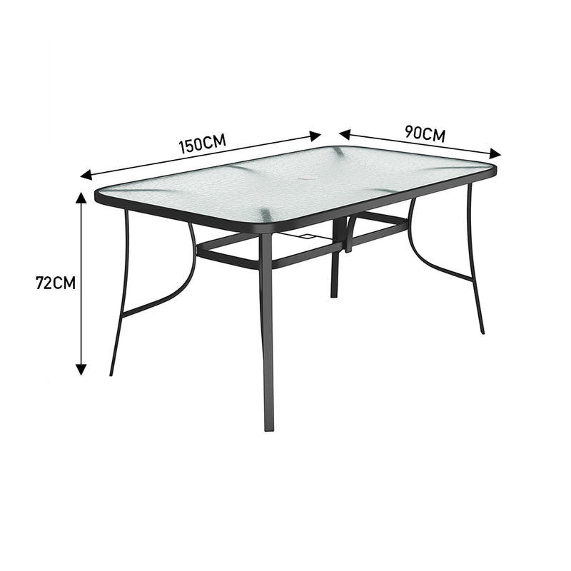 Livingandhome Tempered Glass Outdoor Coffee Table With Parasol Hole