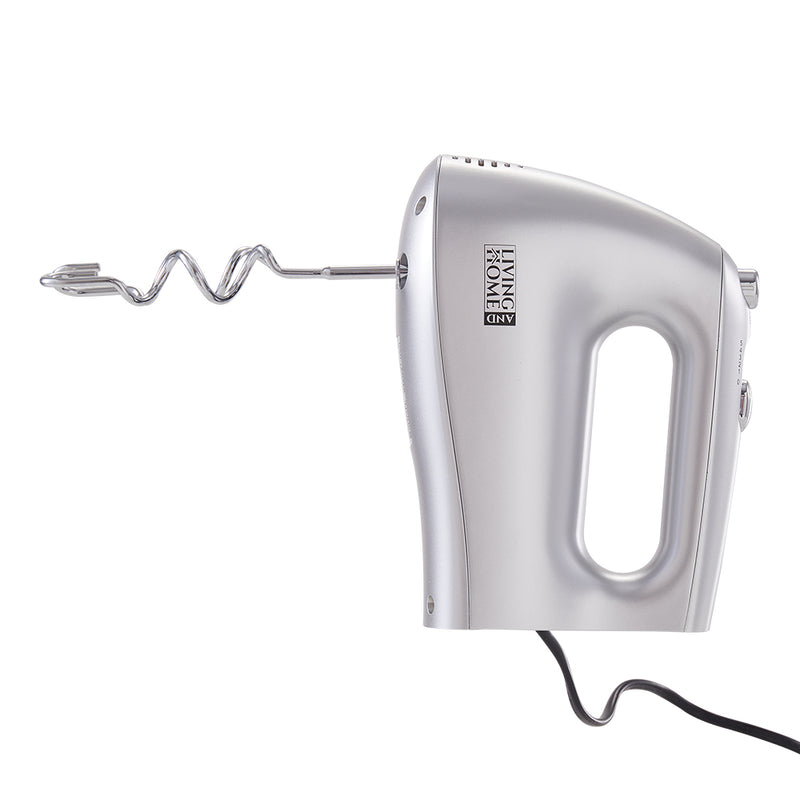 Livingandhome 250W Silver Hand Mixer Electric Whisk With 5 Speeds