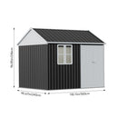 Breeins 10 x 8FT Outdoor Metal Apex Roof Garden Storage Shed