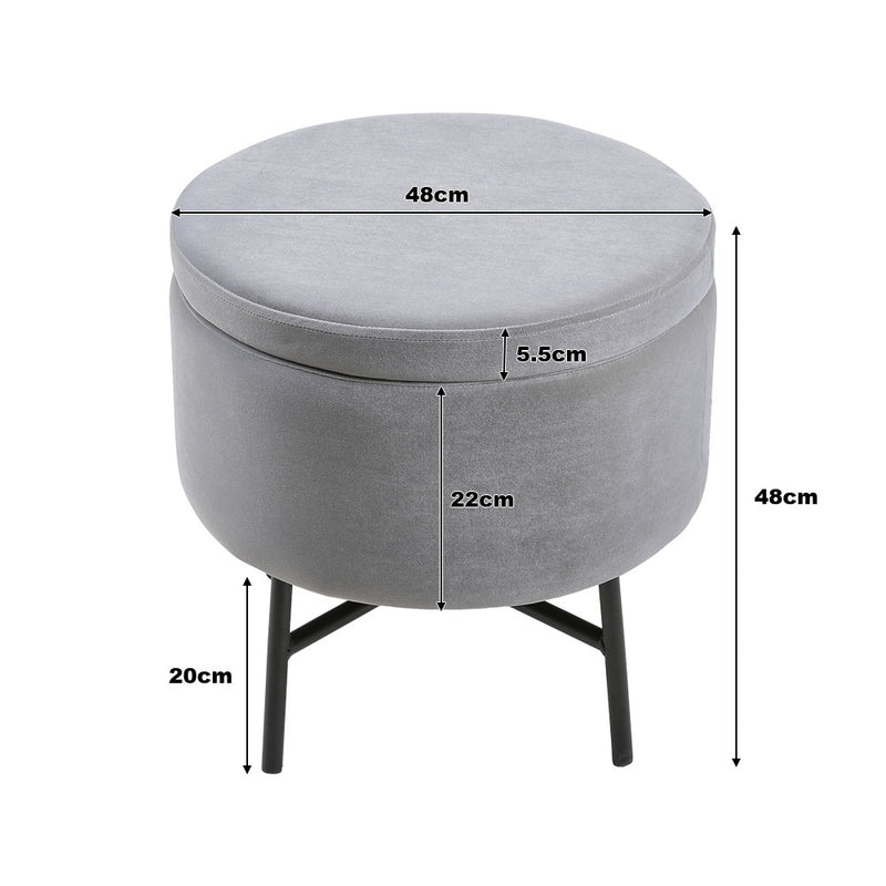 Livingandhome Contemporary Velvet Storage Ottoman
