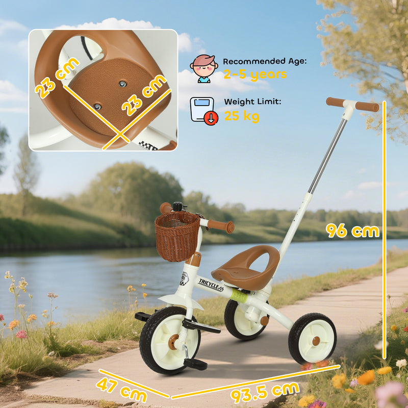 AIYAPLAY Toddler Trike with Adjustable Parent Handle Basket for Kids