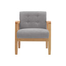 Livingandhome Grey Fabric Armchair with Rubberwood Legs