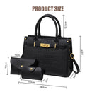 Modishion 3-Pcs PU Leather Handbag with Purse & Card Holder