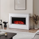Electric Fireplace with White Wooden Mantel