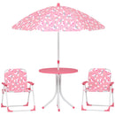 AIYAPLAY Kids Garden Furniture With 2 Folding Chairs And Umbrella, Pink