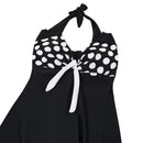 Tummy Control One-Piece Swimsuit Swim Dress Black & White Polka Dot