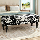 Livingandhome Cow Print Velvet Upholstered Storage Bench