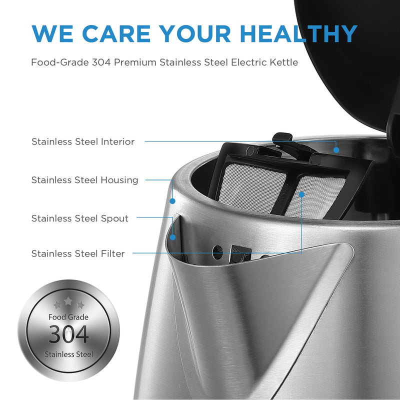 Midea 1.7L 3000W Fast Boil Electric Kettle With Auto Shut-Off And Dry Burn Protection